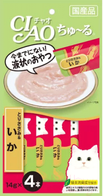 Лакомство для кошек Inaba Чао-Чуру Пюре со вкусом куриного филе с кальмаром - фото