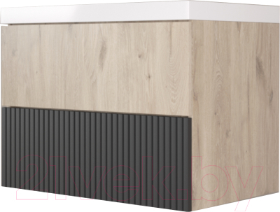 Тумба под умывальник Style Line Стокгольм ВЛДСП 75 2 ящика (подвесная) - фото