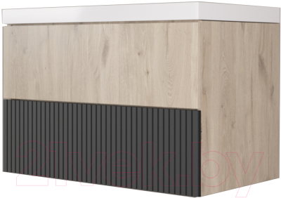 Тумба под умывальник Style Line Стокгольм ВЛДСП 80 2 ящика (подвесная) - фото