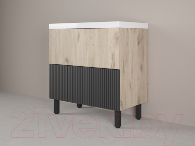 Тумба под умывальник Style Line Стокгольм ВЛДСП 80 2 ящика (напольная)