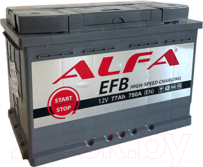 Автомобильный аккумулятор ALFA battery EFB 77 R - фото