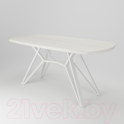 Обеденный стол Дабер 002 / С2.16.1.1 (опора металл белый/древесина белая)