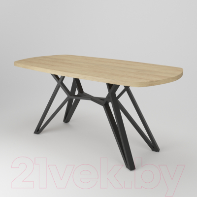 Обеденный стол Дабер 002 / С2.16.2.9 (опора металл черный/гикори натуральный)
