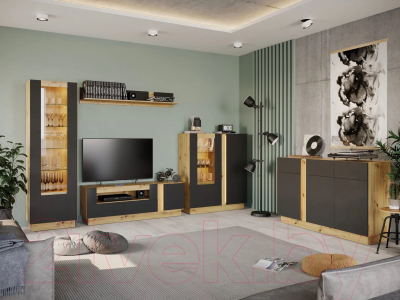 Полка НК Мебель Modo / 71715646 (артизан/черный матовый)