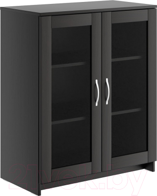 Тумба Mio Tesoro Сириус 2 двери со стеклом 78x95 2.02.03.360.5 (дуб венге) - фото