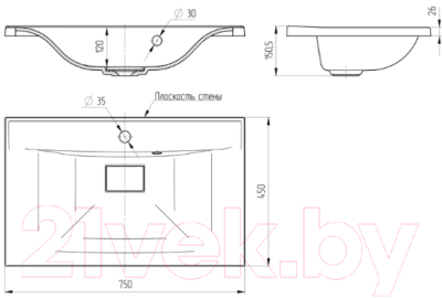 Умывальник Paola Elegante 750