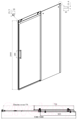 Душевая дверь Ambassador Benefit 140x200 / 19021203HB