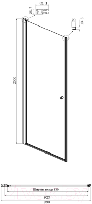 Душевая дверь Ambassador Elysium 100x200 / 111011111CX