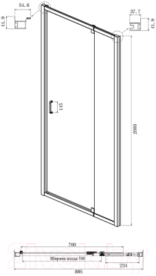 Душевая дверь Ambassador Elysium 90x200 / 111021103KX
