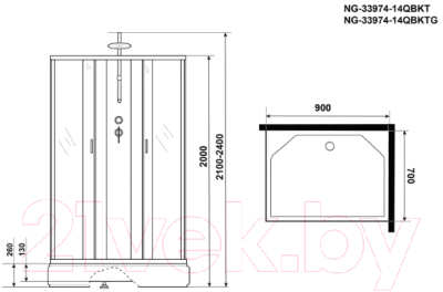 Душевая кабина Niagara NG-33974-14QBKT 90x70x200 (матовое стекло)