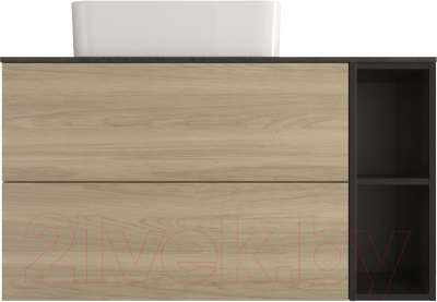 Тумба под умывальник Style Line Мальта ВЛДСП 100 2 ящика/2 ниши (подвесная, Push со столешницей HPL правая) - фото