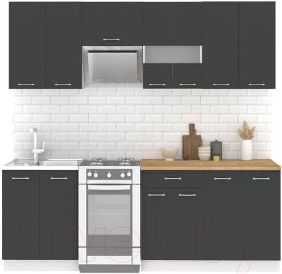 Кухонный гарнитур Mio Tesoro Экстра-лайт 2.2 (антрацит/дуб бунратти) - фото