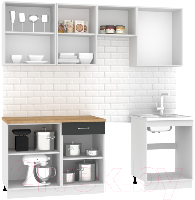 Кухонный гарнитур Mio Tesoro Экстра-лайт 2.2 (антрацит/дуб бунратти)