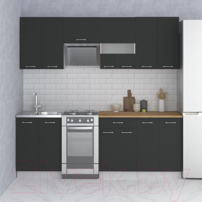 Кухонный гарнитур Mio Tesoro Экстра-лайт 2.2 (антрацит/дуб бунратти)