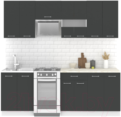 Кухонный гарнитур Mio Tesoro Экстра-лайт 2.2 (антрацит/королевский опал) - фото