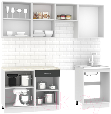 Кухонный гарнитур Mio Tesoro Экстра-лайт 2.2 (антрацит/королевский опал)