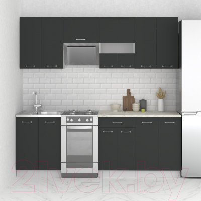 Кухонный гарнитур Mio Tesoro Экстра-лайт 2.2 (антрацит/королевский опал)