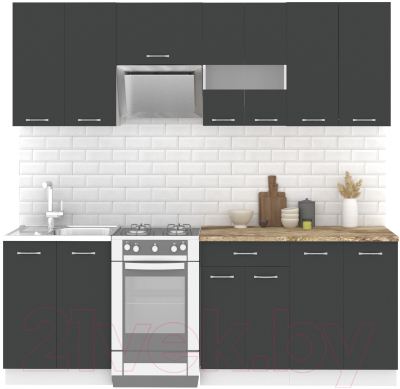Кухонный гарнитур Mio Tesoro Экстра-лайт 2.2 (антрацит/мадрид) - фото