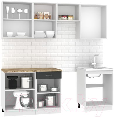 Кухонный гарнитур Mio Tesoro Экстра-лайт 2.2 (антрацит/мадрид)