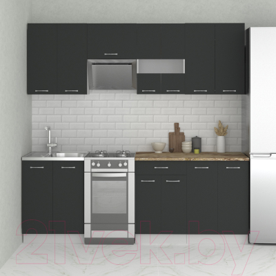 Кухонный гарнитур Mio Tesoro Экстра-лайт 2.2 (антрацит/мадрид)