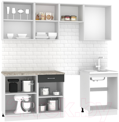 Кухонный гарнитур Mio Tesoro Экстра-лайт 2.2 (антрацит/марсель)