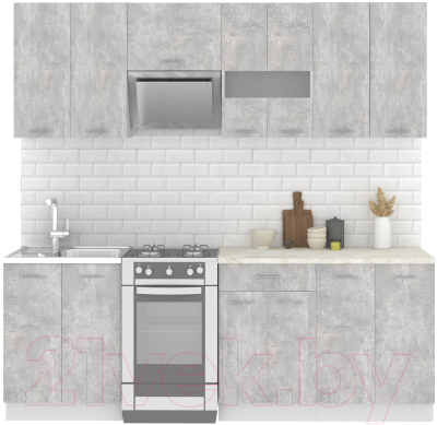 Кухонный гарнитур Mio Tesoro Экстра-лайт 2.2 (ателье светлый/королевский опал) - фото