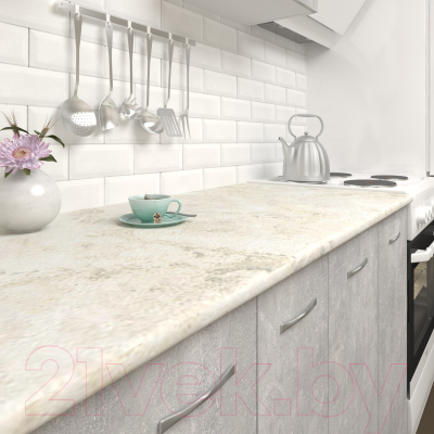 Кухонный гарнитур Mio Tesoro Экстра-лайт 2.2 (ателье светлый/королевский опал)