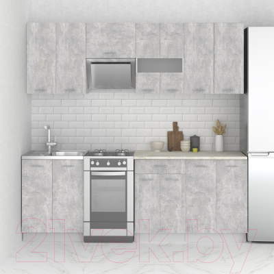 Кухонный гарнитур Mio Tesoro Экстра-лайт 2.2 (ателье светлый/королевский опал)