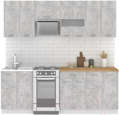 Кухонный гарнитур Mio Tesoro Экстра-лайт 2.2 (ателье светлый/дуб бунратти) - фото