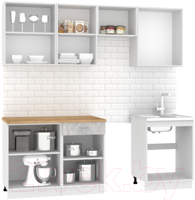 Кухонный гарнитур Mio Tesoro Экстра-лайт 2.2 (ателье светлый/дуб бунратти)