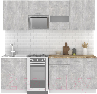 Кухонный гарнитур Mio Tesoro Экстра-лайт 2.2 (ателье светлый/мадрид) - фото