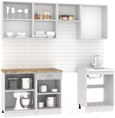 Кухонный гарнитур Mio Tesoro Экстра-лайт 2.2 (ателье светлый/мадрид)