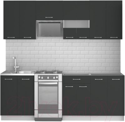 Кухонный гарнитур Mio Tesoro Экстра-лайт 2.2 без столешницы (антрацит) - фото