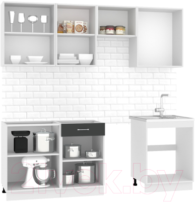 Кухонный гарнитур Mio Tesoro Экстра-лайт 2.2 без столешницы (антрацит)