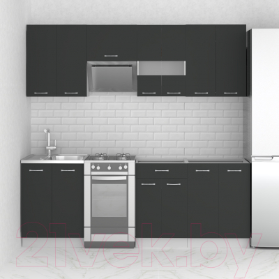 Кухонный гарнитур Mio Tesoro Экстра-лайт 2.2 без столешницы (антрацит)