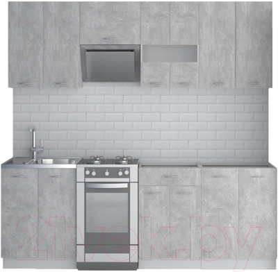 Кухонный гарнитур Mio Tesoro Экстра-лайт 2.2 без столешницы (ателье светлый) - фото