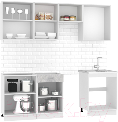 Кухонный гарнитур Mio Tesoro Экстра-лайт 2.2 без столешницы (ателье светлый)