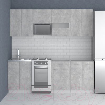 Кухонный гарнитур Mio Tesoro Экстра-лайт 2.2 без столешницы (ателье светлый)