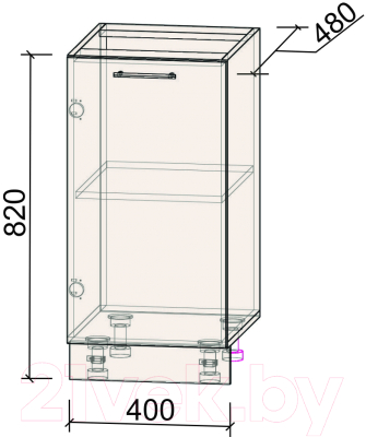 Шкаф-стол кухонный Интерлиния Компо НШ40р-1дв (бетон)