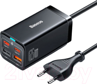 Адаптер питания сетевой Baseus GaN3 Pro Desktop Fast Charger 2C 2U 65W EU / CCGP040101 - фото