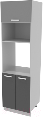 Шкаф-пенал кухонный Интерлиния Компо ПШД-№18-2145 (антрацит/серебристый) - фото