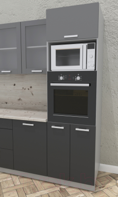 Шкаф-пенал кухонный Интерлиния Компо ПШД-№18-2145 (антрацит/серебристый)