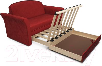 Диван Mebel-Ars Малютка №2 (бархат красный Star Velvet 3 Dark Red)