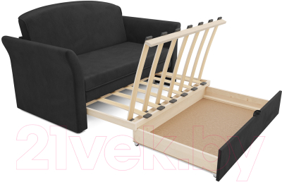 Диван Mebel-Ars Малютка №2 (велюр черный НВ-178 17)