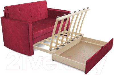 Диван Mebel-Ars Санта №2 (бархат красный Star Velvet 3 Dark Red)