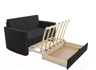 Диван Mebel-Ars Санта №2 (велюр черный НВ-178 17)