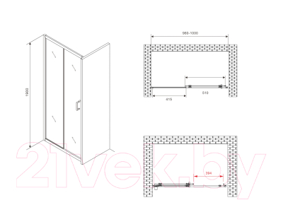 Душевая дверь Abber Schwarzer Diamant AG301005