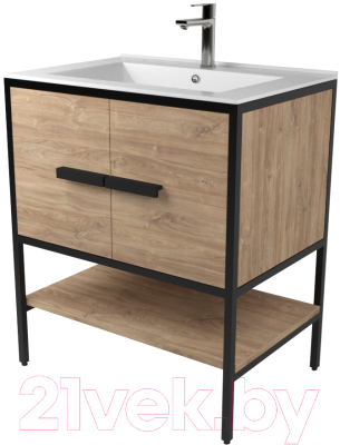 Тумба под умывальник Дабер 010 Andrea Elen 80 / Т10.8А.2.6 (дуб канзас/коричневый) - фото