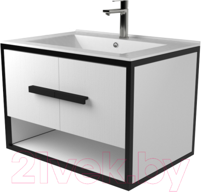 Тумба под умывальник Дабер 009 Andrea Elen 80 / Т9.8А.2.5 (черный/белый) - фото