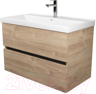 Тумба под умывальник Дабер 011 Andrea Elen 80 / Т11.8А.0.6Ч (дуб канзас коричневый/черный) - фото